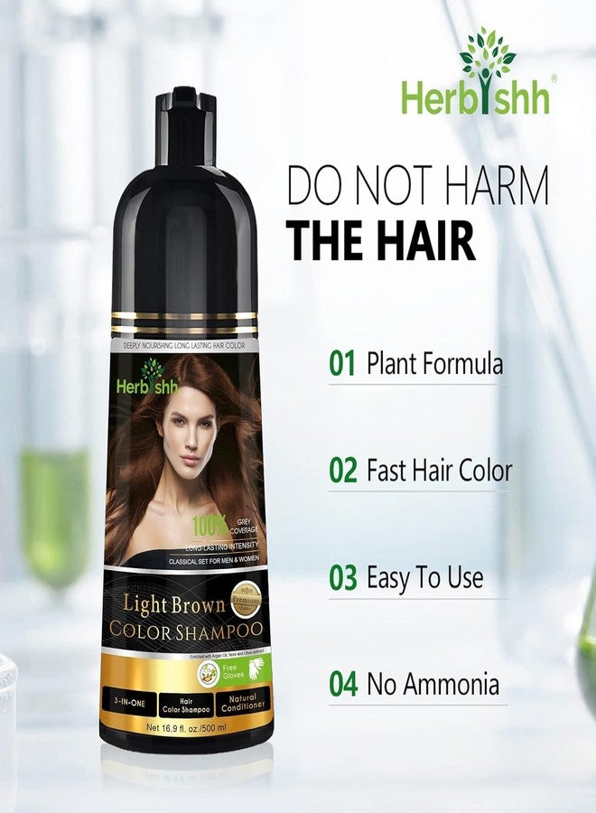 Herbishh Light Brown Hair Dye Shampoo 3 In 1- Color Shampoo For Gray Hair Coverage 500 ML, Argan Oil & Pro Keratin Deep Conditioning Hair Mask 150gm and Ginger Essential Oil Serum For Hair Growth 30ml - Image 5